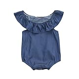 花千束　デニム　ノースリーブ　ロンパース　ベビー服　女の子　ガールズ　子供服　可愛い　フリル　お著替え簡単　赤ちゃん　洋服　新生児　幼児　夏服　出産祝い/誕生日/記念日　撮影/写真/プレゼント　ルーム
