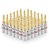 Nakamichi バナナプラグ banana plugs 24K金メッキ スピーカーケーブルコネクター アルミメタルシェル 12AWG-18AWGゲージサイズ4mm (48個（24ペア）, バナナプラグ)