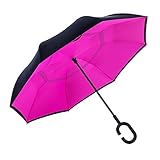 CarBoys 逆転傘 逆さ傘 逆折り式傘 長傘 手離れC型手元 耐風傘 撥水加工 晴雨兼用 ...