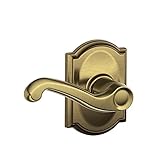 Schlage F10 FLA 609 CAM Camelot Collection Flair Passage Lever, Antique Brass [並行輸入品]