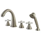 Kingston Brass KS23685PX Roman Tub Filler with Hand Shower, Satin Nickel, 5-Piece [並行輸入品]