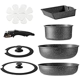 CAROTE カローテ フライパン セット 9点 IH·ガス火対応 PFOA PFOS フリー 鍋セット 取っ手のとれる 卵焼き器 マーブル