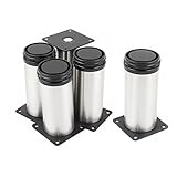 uxcell 可調キャビネットのレッグ　プラスチック製シルバートーン　50mm x 120mm 5個入り