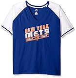 MLBニューヨークメッツレディースチーム半袖ラグランTシャツと腕ストライプ、3 x、ロイヤル/ホワイト