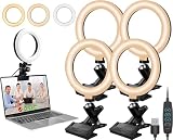 Thecom LEDリングライト 6.3インチ リングライト 女優ライト 直径16cm 撮影 照明 クリップ式 360度回転可能 USB給電 zoom ライト Web会議 オンライン授業 自撮り 美容 化粧 (4台セット)