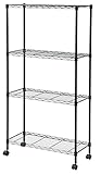 山善(YAMAZEN) スリムメタルラック (幅70棚) 4段 キャスター付き ブラック RS-14734CJH(BK)