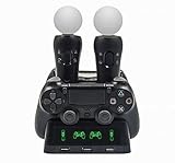 chenlan 4 in 1 デスク充電器 ドック クワッド充電ステーション PS Move Motion and PS4 コントローラー Playstation 4 PS4 Slim PS4 Pro用