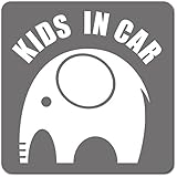 imoninn KIDS in car ステッカー　【マグネットタイプ】　No.01　ゾウさん　（シルバーメタリック）