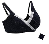 iLoveSIA (アイラブシア) マタニティ ブラジャー クロスオープン ノンワイヤー ブラカップ付 紺 L(XL実物サイズタグ)