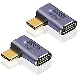 Poyiccot USB C L字 アダプタ240W 、USB-C 延長コネクタ、L型 Type C 変換アダプタ 40Gbps、8K@60Hzビデオ出力 USB-C 3.2 Gen2 Type-Cオス-メス 延長コネクタ LEDライト付き タイプC 延長 アダプタ 対応Thunderbolt 4/3、MacBook Pro/Air、HUB，2個
