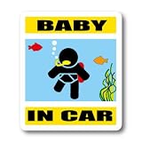 わーるどくらふと BABY IN CAR スキューバダイビングバージョン ステッカー （きいろ）
