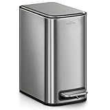 mVm ゴミ箱 ペダル式 ふた付き 6L容量 スリム おしゃれ ステンレス製 ダストボックス 防水 防汚 密閉 指紋防止 小型 洗面所 トイレ 隙間キッチン オフィス用 長方形 グレー
