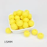 Mamimami Home シリコーン製 安全歯固め ビーズ 15MM 授乳看護用 ネックレス おしゃぶりチェーン 幼児 噛がため玩具 新生児贈り物 DIY用 円形 アクセサリー 17色選択可能 50