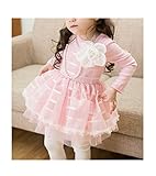 WIN 子供服 ガールズ ワンピース チュニック リボン あったか 入学式 入園式 卒業式 卒園式 キッズ 子供服 女の子 ガール ガールズ (110cm, ピンク)