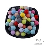 Mamimami Home 歯固め ビーズ 安全素材 シリコーン製 15MM・50個　ミックスカラー　授乳チュアブルボール　DIY おしゃれ噛がため　おしゃぶりチェーン 赤ちゃんの玩具 [BPAフリー