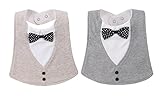 コットン ベビー フォーマルスタイ三次元蝶ネクタイよだれかけ 4つの防水ビブ 女の子 男の子向け（2枚セット かわいい おしゃれ）