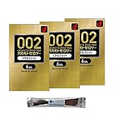 コンドーム 0.02 オカモトゼロツー リアルフィット （6個入） スティックローション付 3箱セット
