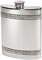 Wentworth Pewter- Double Celtic Bands Pewter Kidney Flask,Hip Flask, Spirit Flask, 6oz capacity