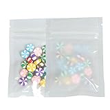 Gloss Finish Clear & White Durable Plastic Zip Top Baggies 6.5x9cm (2.5x3.5) (100 pcs Per Order) by 