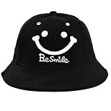 ゴシレ Gosear ユニセックス 子供 ベビー ビーチ 帽子 キャップ,ピュアコットン 笑顔 パターン 黑色