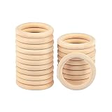 Dovhmoh 30個70mmウッドリング、DIYクラフト用ウッドリングウッドサークル、マクラメプラントハンガー、装飾品、ジュエリー作り