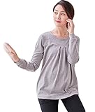 【海外直送品】(ポルトプエルト) Porto Puerto 長袖 綿 ゆったり トップス 妊婦 妊娠中 マタニティ ママ 母親 レディース L XL 白 濃灰色 灰色 桃色 チュニック シンプル 薄手