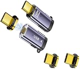 MUXER USB C マグネット アダプタ、40Gbps USB4高速データ転送、240W PD急速充電、4K 120Hz / 8K 60Hz HD映像信号伝送、USB4.0 Type-C マグネット、USB-Cデバイス対応 (240Wアダプタ2個+追加端子2個)