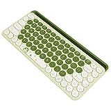 NAMOTUOFO キーボード かわいい Bluetooth 2.4GUSB接続両対応 スタンド付き マルチペアリング ワイヤレス タブレット用 ブルートゥース 3台デバイス同時接続可能 バッテリー内蔵 薄型 軽量 静音タイプライター風 US配列 テンキーレス コンパクト パソコン/ノートパソコン/タブレット/スマホ用 IOS/Mac/Android/Windowsに対応（グリーン）