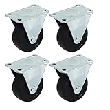uxcell キャスターホイール　単一ホイール　ゴムホイール　固定プレート　トロリー　4個入り