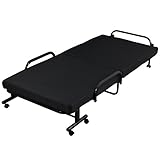 岩附 折りたたみベッド 低反発 シングル ブラック メッシュ マットレス 折りたたみ 収納 キャスター付き IWB-1980BK