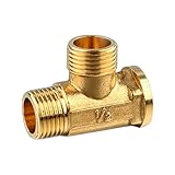 Blesiya 1/2インチ　3ウェイ　T型　真鍮製継手パイプ　高品質　耐久性　低温抵抗　配管用部品　蛇口　水　燃料　ガスパイプライン　多場合適用　49×40×27mm