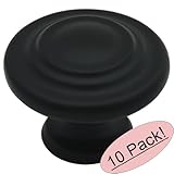 Cosmas ® 9971 FBフラットブラックキャビネットハードウェア3-ringラウンドノブ – 1 – 1 / 4 "インチ直径 – 10パック