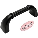 Cosmas 7714 FBフラットブラックキャビネットハードウェアハンドルプル – 3 "穴中心 – 10パック