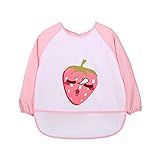 通気性の防水スリーブベビービブキッズスモックイチゴを食べる