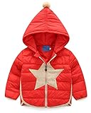 (トヨベイ)Toyobuy 可愛い 子供 中綿 コート キッズ アウター ブルゾン 女の子 ジャケット フード付き 男の子 レッド 140