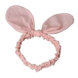 ベビーガールズヘアバンドプリンセスウサギヘッドウェア弾性ヘアバンド- ピンク