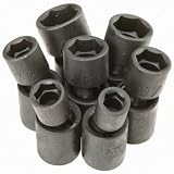 7 Piece 3/8 Inch Drive SAE Impact Swivel Socket Set: 3/8 in., 7/16 in., 1/2 in., 9/16 in., 5/8 in., 