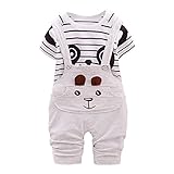 MIOIM ベビー服 セットアップ サロペット オーバーオール Tシャツ 2セット 可愛い パンダちゃん ストライプ柄 春夏 出産お祝い プレゼント