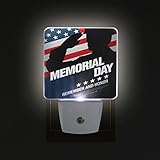 Alaza LED Night Light withスマートDusk to Dawnセンサー、Memorial Day Remember Honorプラグin Night Light Great Fo
