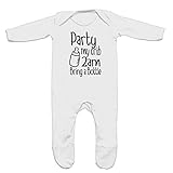 (フロソ) FLOSO 赤ちゃん・ベビー用 Party My Crib 2am Bring A Bottleプリント 長袖ロンパース ボディースーツ オールインワン スリープスーツ (6-12ヶ月) 
