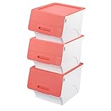 山善(YAMAZEN) 収納ボックス フタ付き 高さ31cm 3個組 キャスター付き サンドピンク YOB-M*3C(SPI)