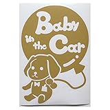 ゴールド（金） 犬 ダックスフンド 風船 Baby in the car ベビー イン ザ カー ベビーインカー ステッカー 窓ガラス用シールタイプ 車 ...