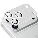 Podick カメラカバー iPhone17 Pro Max用 カメラフィルム キラキラ 9H強化ガラス アルミ合金 耐衝撃 いphone17pro max カメラ保護 高透過率 キズ防止 露出オーバー防止 一体化 全面保護 気泡ゼロ 指紋防止 貼り付け簡単 アイフォン17プロマックス 対応 レンズプロテクター(17ProMax,シルバー)