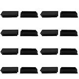 uxcell チューブインサート プラスチック製 長方形 60 x 100mm リブ付き チューブインサート パイプ チューブ エンド カバー キャップ 家具 滑走 フロアプロテクター ブラック 16個入り