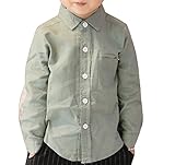Plus Nao(プラスナオ) 子供用 シャツ ブラウス シンプル 無地 スタンダード 長袖 カジュアルスタイル コットン 男の子 女の子 キッズ ジュ グリーン 80