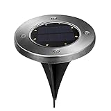 Demiawaking 8LEDソーラーライト 埋め込み式　防水ライト ガーデン、庭、芝生、公園に適うアウトドア用ライト ホワイト