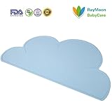 Raymoon　ベビー用　可愛い 雲型 食事マット シリコン キッズ ランチョンマット　テーブルマット 撥水　食べこぼし防止 　子供用　持ち運び便利　水色