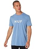 【HUF ハフ スケボー Tシャツ 半袖】ESSENTIALS OG LOGO S/S TEE NO29フォーエバーブルー×ホワイトXLサイズ