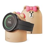 【elago】 Galaxy Watch 8 Ultra & 7 & FE 対応 スタンド ラインフレンズ 公式ライセンス グッズ シリコン ギャラクシーウォッチ 充電器 ケーブル 収納 アクセサリー [ GalaxyWatch5 & 6 & 6 8 Classic 対応 ] LINE FRIENDS GW2 STAND チョコ
