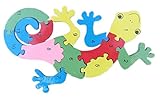 Yuelian(TM) 子供知育玩具 幼児 木製のおもちゃ 玩具 アルファベットや数字 アニマル 動物 遊具 木製パズル 組み合わせ ヤモリ